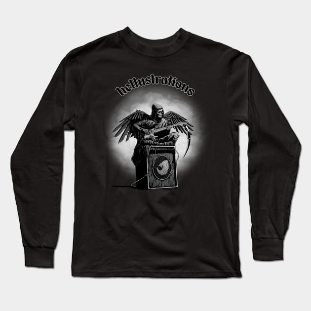 The Grim Guitarist Long Sleeve T-Shirt by Hellustrations